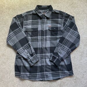 Orvis Men's Black and Gray Plaid Flannel Shirt Size Large